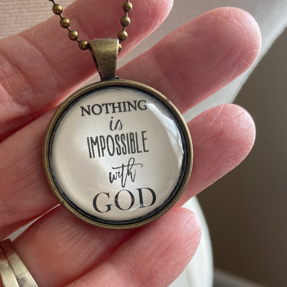 NWT Faith‎ Based Pendant Necklace - Nothing is Impossible With God